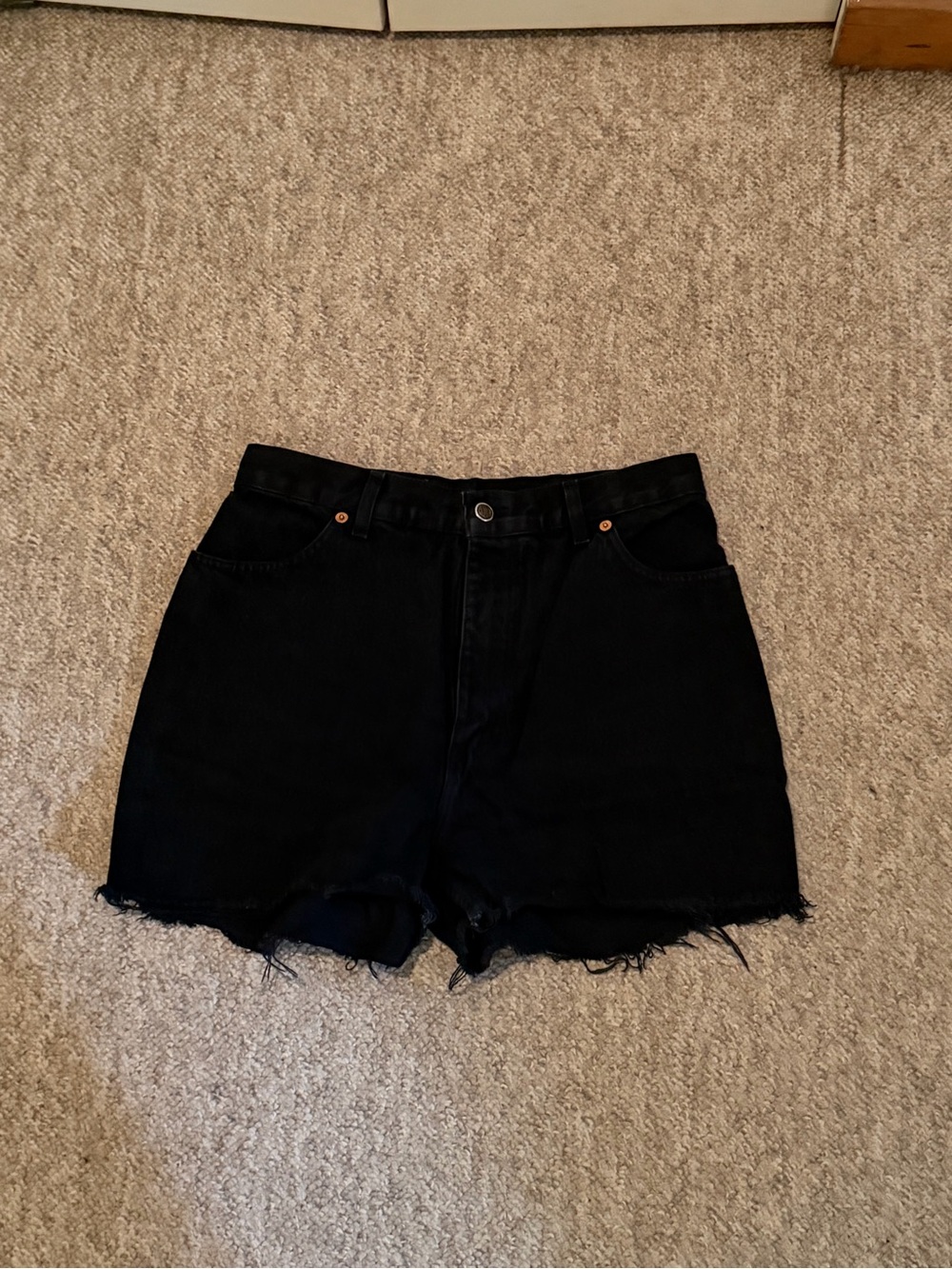 Vintage Black High-Waist Denim Cutoff Shorts